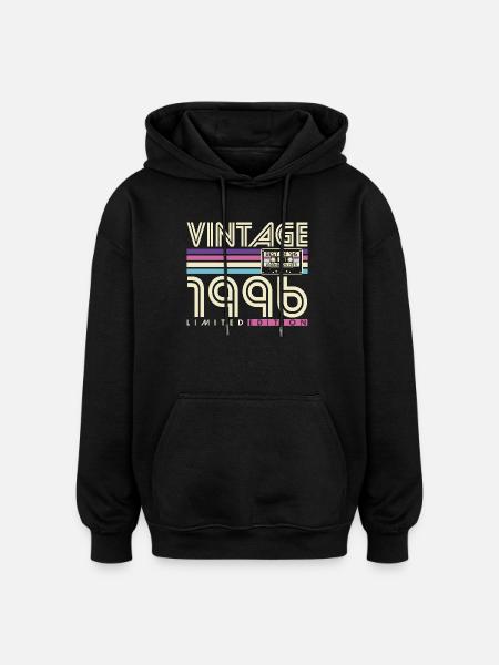 Vintage 1996 Born Retro Birthday Gift - Oversized Unisex Hoodie - black