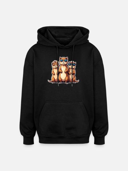 Sunglasses Meerkat Trio - Oversized Unisex Hoodie - black