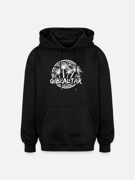 Gibraltar Palm Circle Logo - Oversized Unisex Hoodie - black
