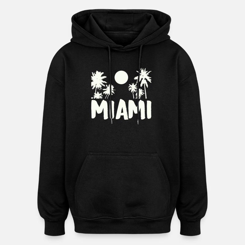Palmiers de nuit de Miami - Sweat à capuche oversize unisexe - noir