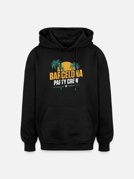 Barcelone Party Crew - Sweat à capuche oversize unisexe - noir
