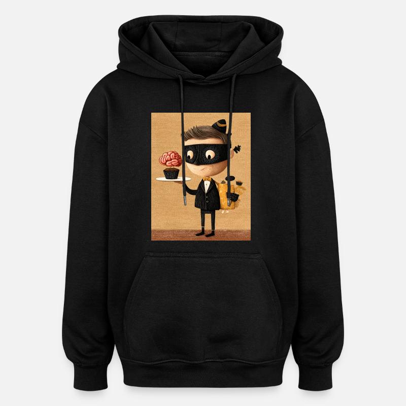 Maskierter Kellner, Gehirngebäck - Oversized Unisex Hoodie - Schwarz
