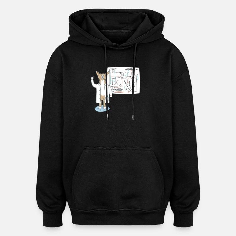 Lama as scientist explains connections - Oversized Unisex Hoodie - black
