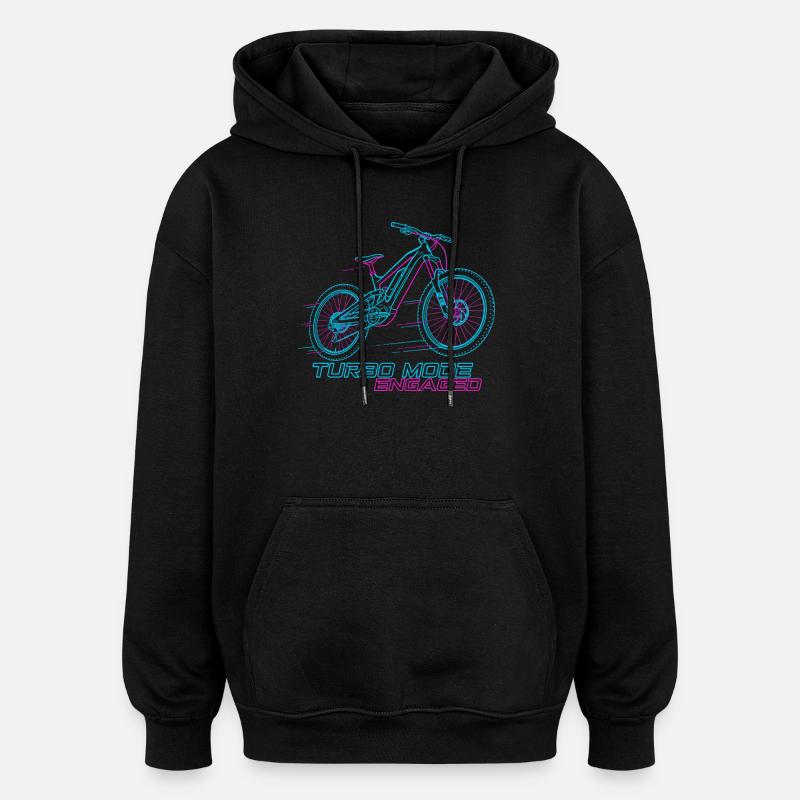 Neon Cyberpunk E-MTB Turbo Tee - Oversized Unisex Hoodie - black