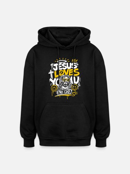 Jésus t’aime Design sans casquette - Sweat à capuche oversize unisexe - noir