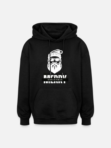 Merry Christmas Santa Claus Gift - Oversized Unisex Hoodie - black