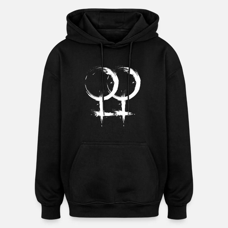 Double Venus symbol Homosexuality lesbian - Sweat à capuche oversize unisexe - noir