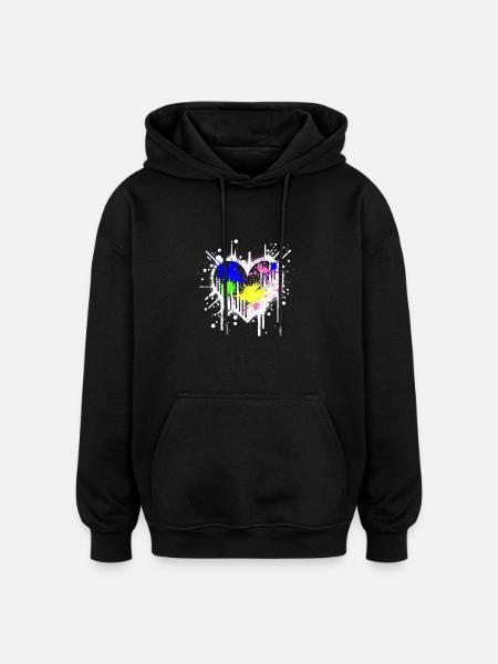Graffiti Heart - Oversized Unisex Hoodie - black