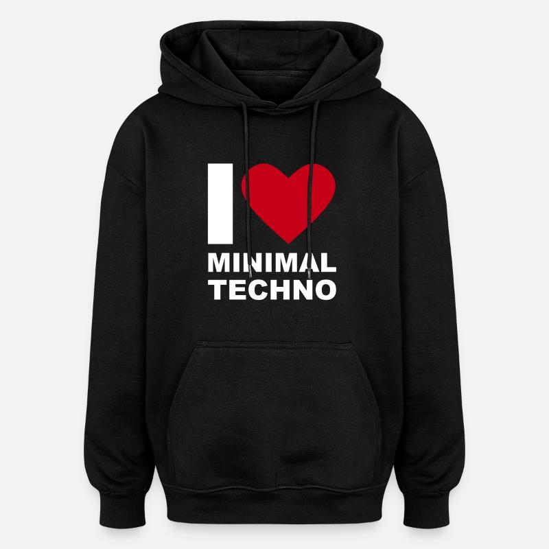 ICH LIEBE TECHNO MINIMAL - Oversized Unisex Hoodie - Schwarz