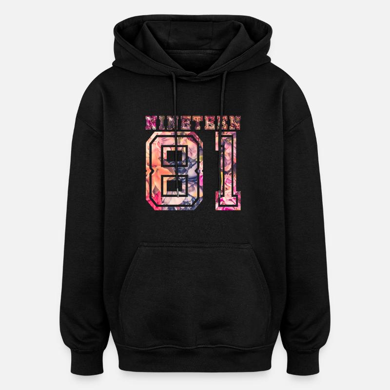 DIX-NEUF 1981 B - Sweat à capuche oversize unisexe - noir