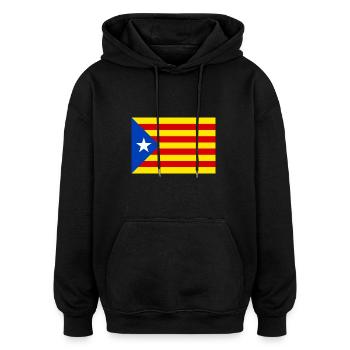 drapeau catalan - Sweat à capuche oversize unisexe - noir - Devant - Noah (186cm)