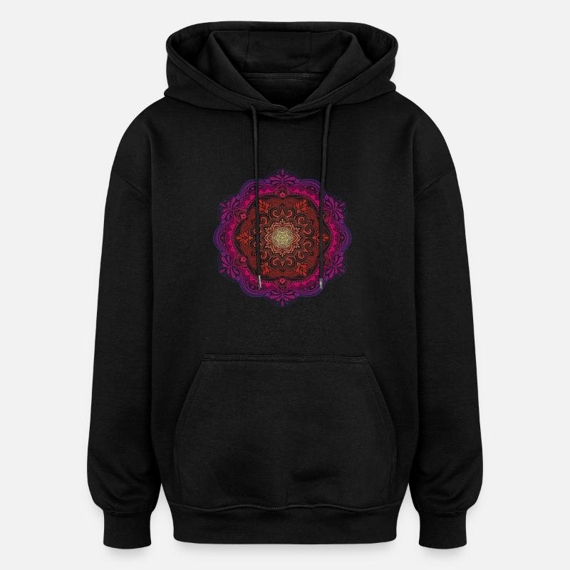 Mandala - Sweat à capuche oversize unisexe - noir