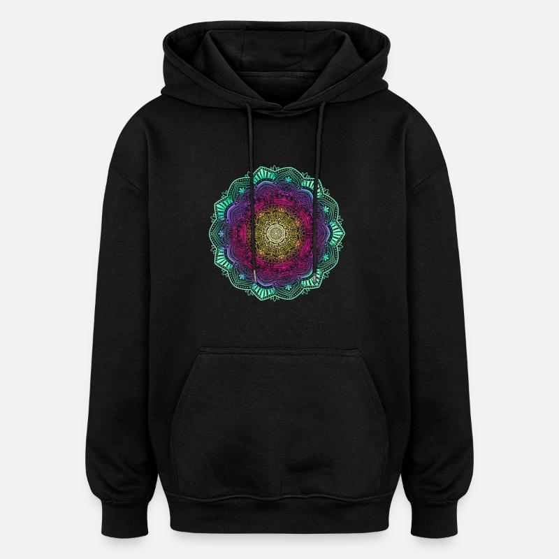 Mandala - Sweat à capuche oversize unisexe - noir