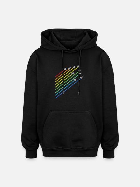 rainbow paper plane flight - Oversized Unisex Hoodie - black