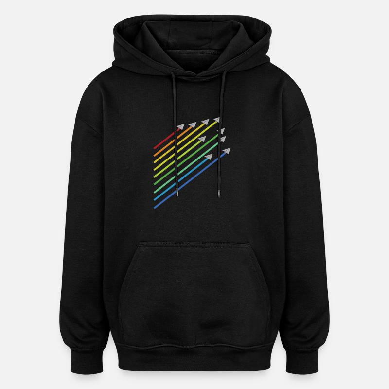 rainbow paper plane flight - Oversized Unisex Hoodie - black