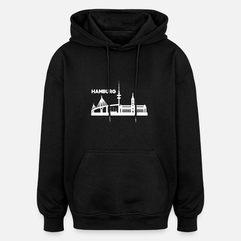 toits de Hambourg - Sweat à capuche oversize unisexe - noir