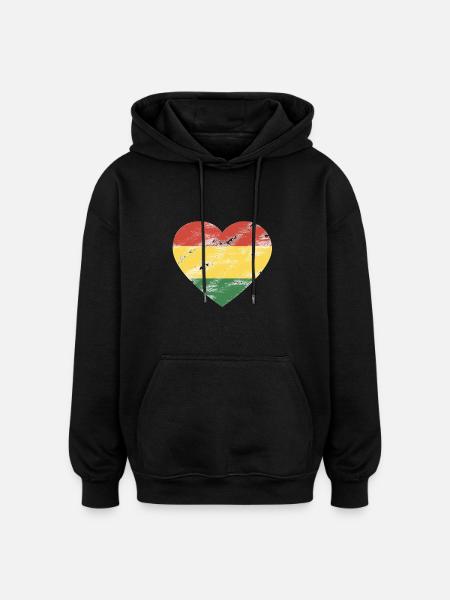 Rasta Herz - Oversized Unisex Hoodie - Schwarz