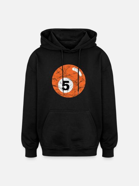 Billard Billardkugel orange fünf five vintage - Oversized Unisex Hoodie - Schwarz