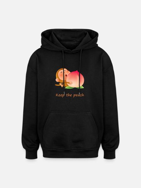 Monkey Keep the peach - Oversized Unisex Hoodie - black