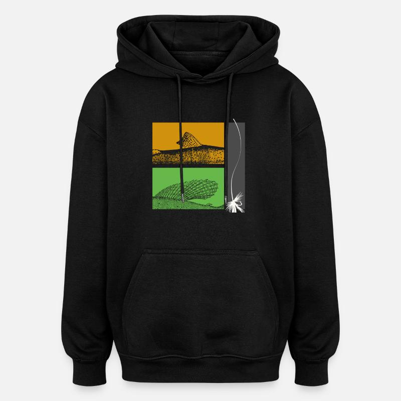 Modèle 26 - truites et ombres - Sweat à capuche oversize unisexe - noir