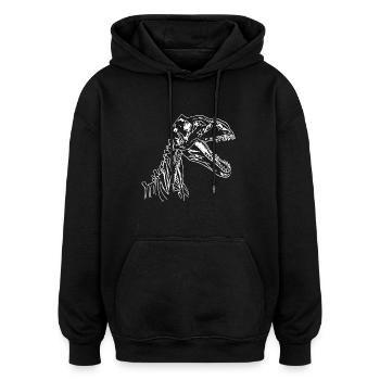 Dinosaurier Skelett Illustration - Oversized Unisex Hoodie - Schwarz - Vorne - Noah (186cm)
