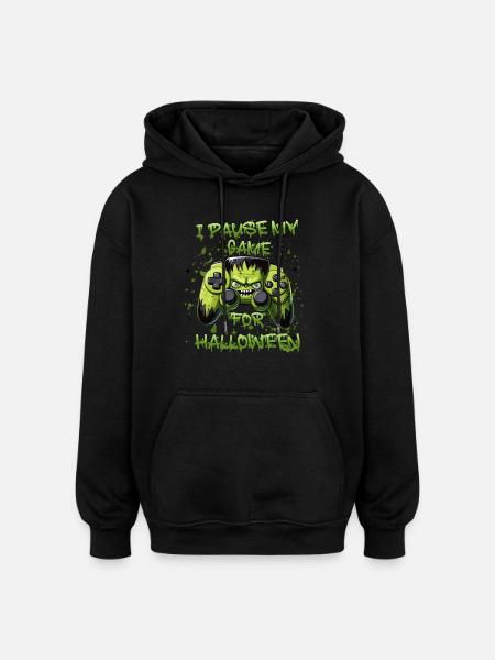 Halloween Pumpkin Gamepad Gamer Zombie - Oversized Unisex Hoodie - black