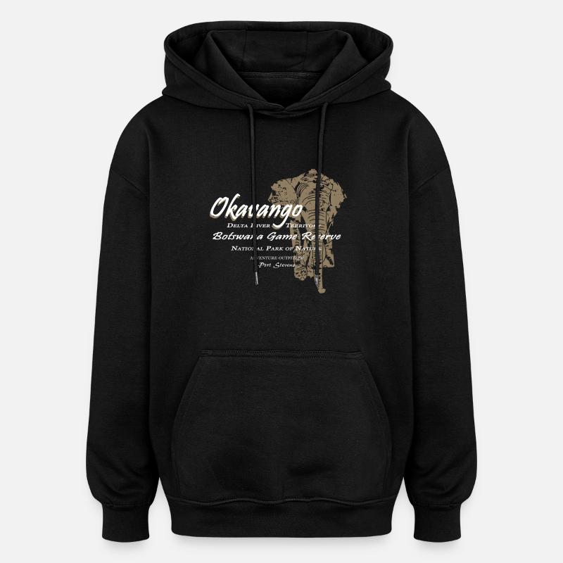 Okavango Elefant - Sweat à capuche oversize unisexe - noir