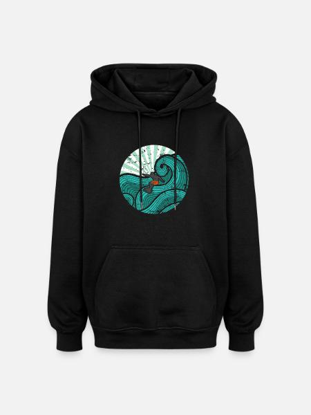 Surfer turquoise - Oversized Unisex Hoodie - black
