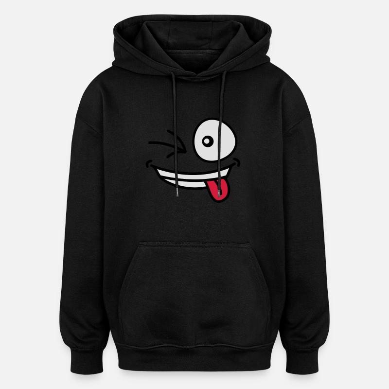 crazy_grin_face - Sweat à capuche oversize unisexe - noir