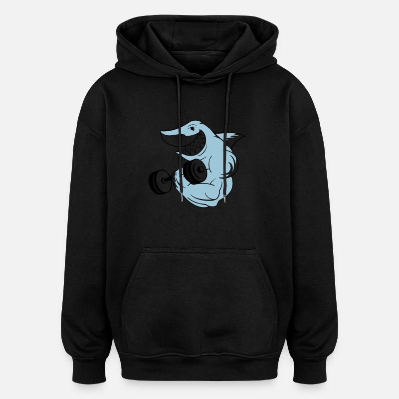 shark_bodybuilder - Oversized Unisex Hoodie - Schwarz