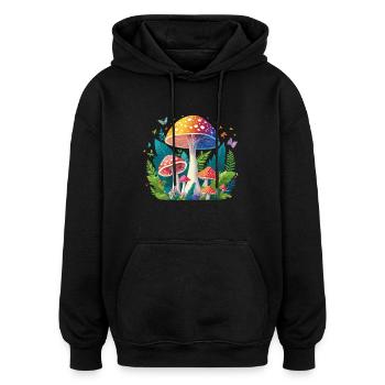 Fantasy-Pilz - Oversized Unisex Hoodie - Schwarz - Vorne - Noah (186cm)