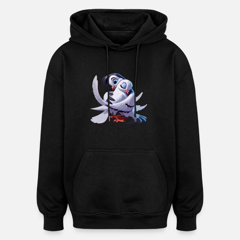 Turteltauben - Oversized Unisex Hoodie - Schwarz