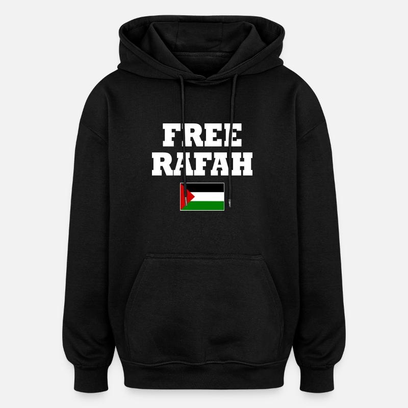 Free rafah - Sweat à capuche oversize unisexe - noir