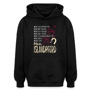ISLANDPFERD - mein - Oversized Unisex Hoodie - Schwarz - Vorne - Noah (186cm)