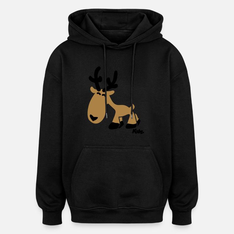 Rentier Rudi (c) - Sweat à capuche oversize unisexe - noir