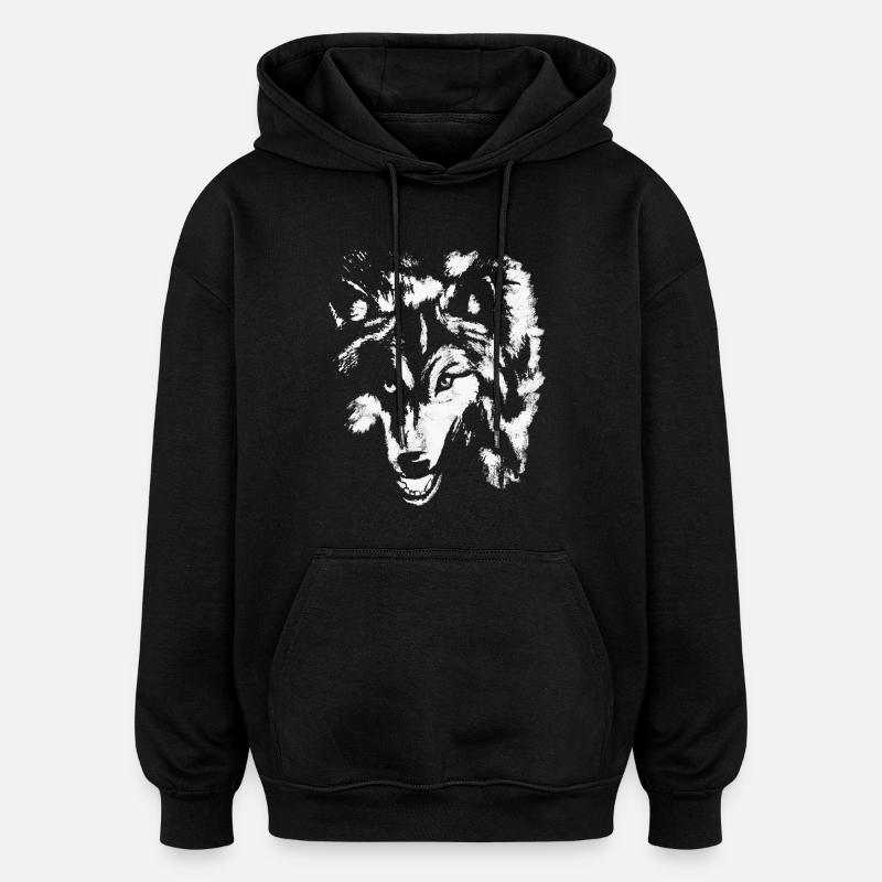 The white wolf - Oversized Unisex Hoodie - black