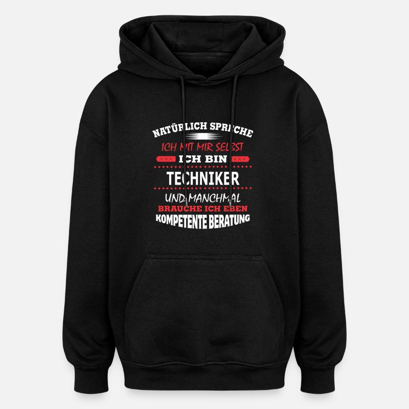 TECHNIKER - Oversized Unisex Hoodie - Schwarz