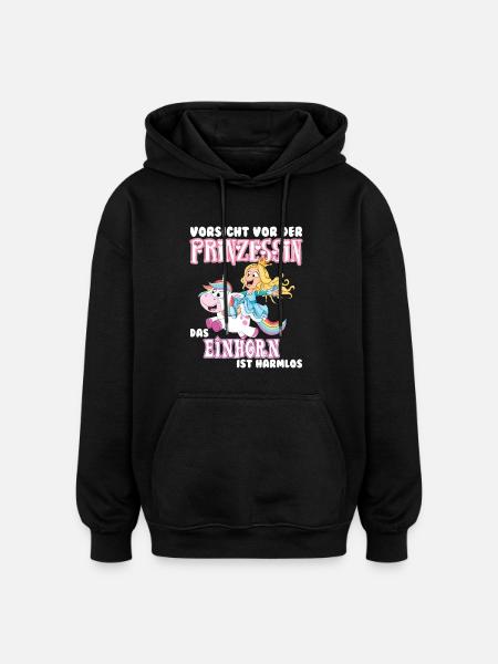 Einhorn - Oversized Unisex Hoodie - Schwarz