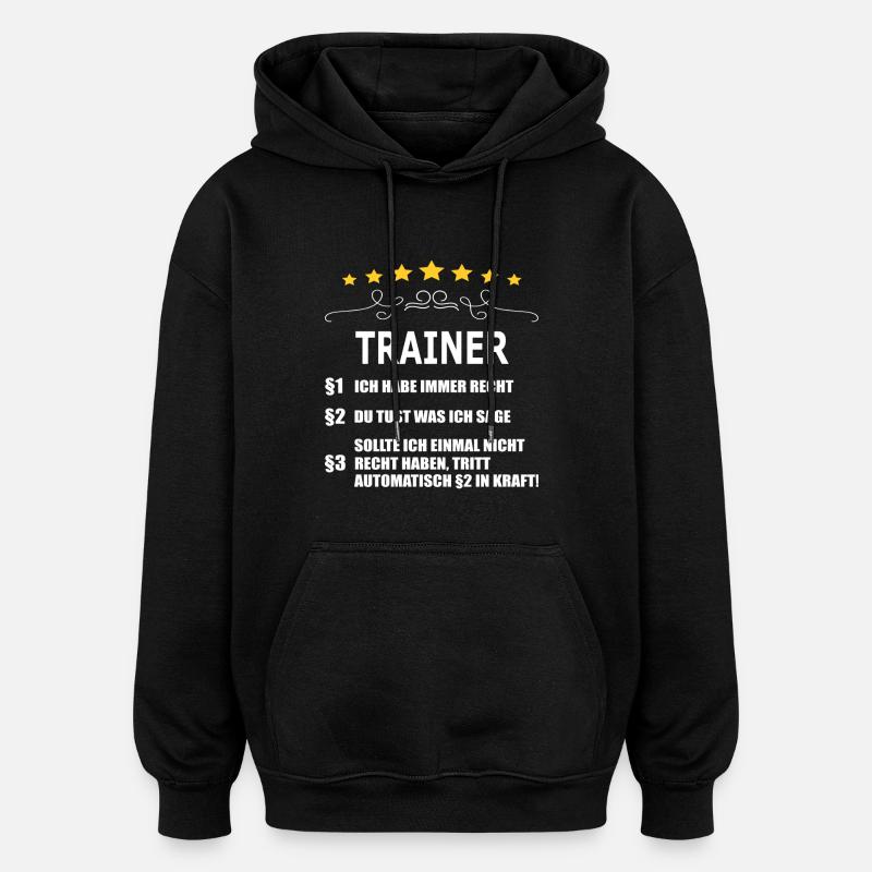 TRAINER - Oversized Unisex Hoodie - Schwarz