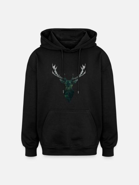 deer - Oversized Unisex Hoodie - black