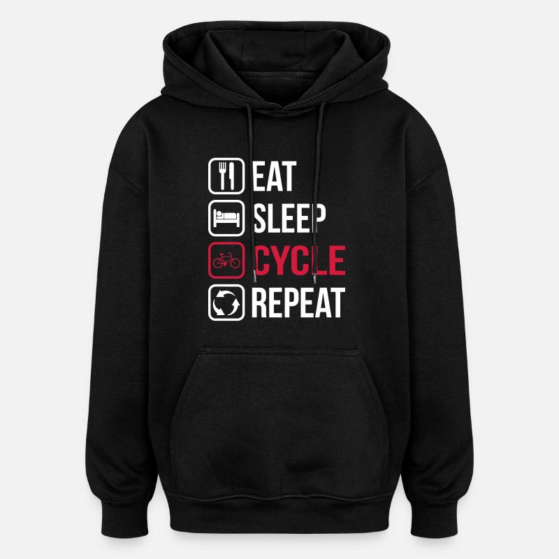 Eat Sleep Cycle Repeat - Oversized Unisex Hoodie - black