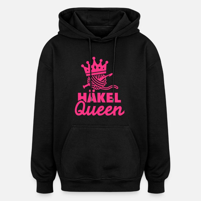 Häkeln - Oversized Unisex Hoodie - Schwarz