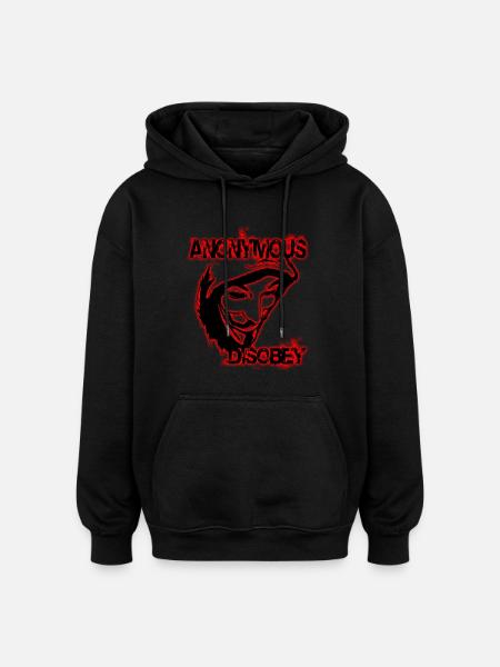 anonymous disobey - Sweat à capuche oversize unisexe - noir