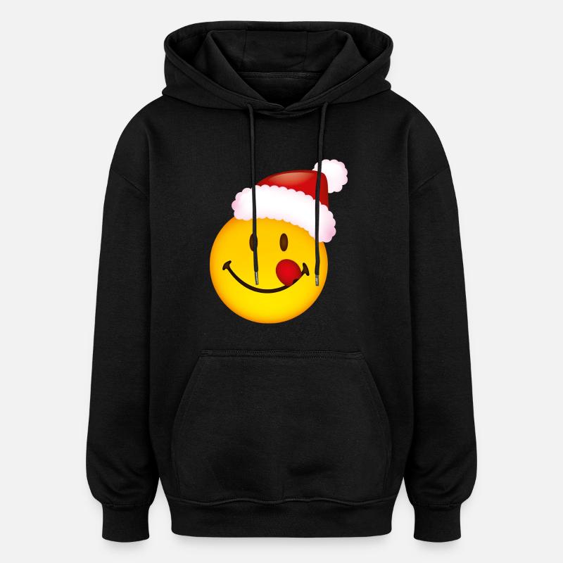 Smiley Cheeky Christmas - Sweat à capuche oversize unisexe - noir