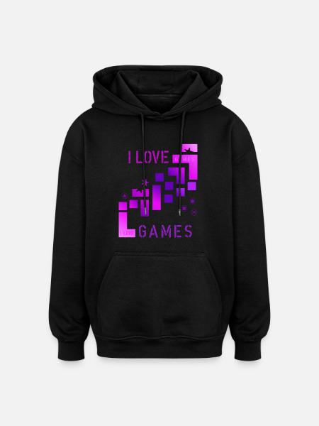 I love games - Oversized Unisex Hoodie - Schwarz