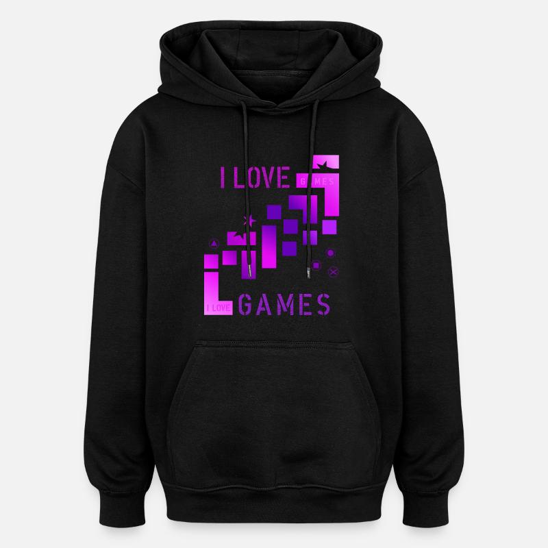 J’adore les jeux - Sweat à capuche oversize unisexe - noir