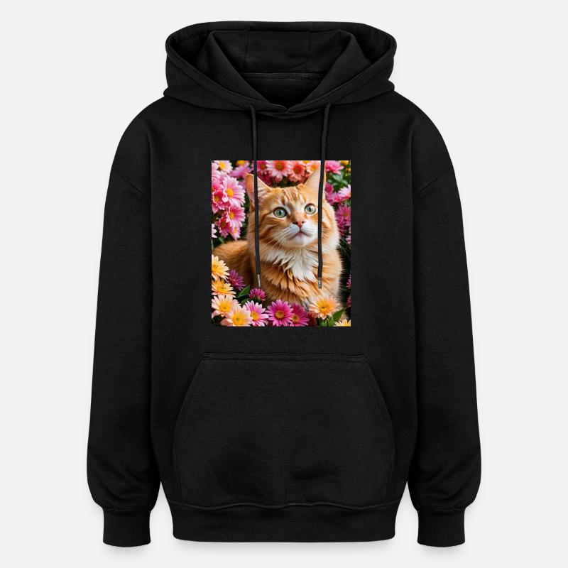 Chat - Sweat à capuche oversize unisexe - noir