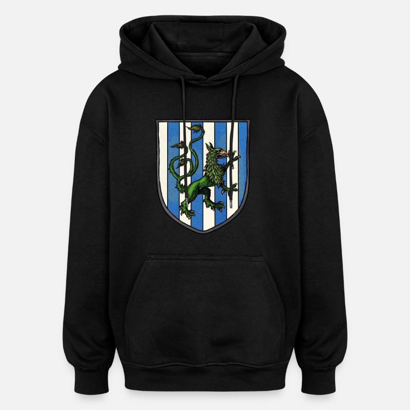Armoiries dragon vert - Sweat à capuche oversize unisexe - noir