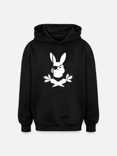 Rabbit Pirate - Oversized Unisex Hoodie - black