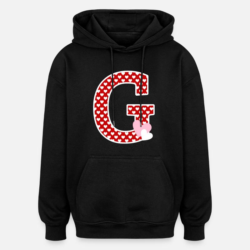 Lettre g cœur - Sweat à capuche oversize unisexe - noir